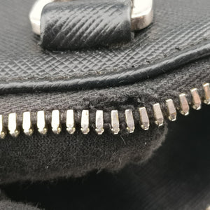 Pre-owned Prada Triangle Logo Plate Black Saffiano Leather  handbag | stylenewstar