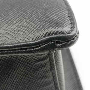 Pre-owned Prada Triangle Logo Plate Black Saffiano Leather  handbag | stylenewstar