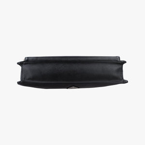 Pre-owned Prada Triangle Logo Plate Black Saffiano Leather  handbag | stylenewstar