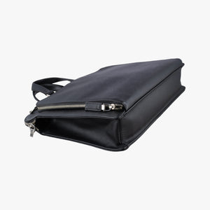 Pre-owned Prada Triangle Logo Plate Black Saffiano Leather  handbag | stylenewstar