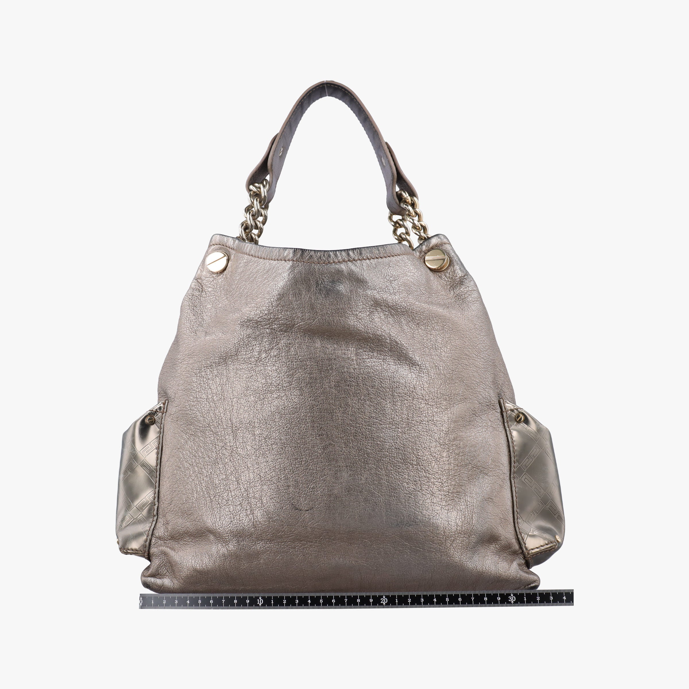 Pre-owned VERSACE Metallic Hobo Gold Patent×Leather  handbag | stylenewstar