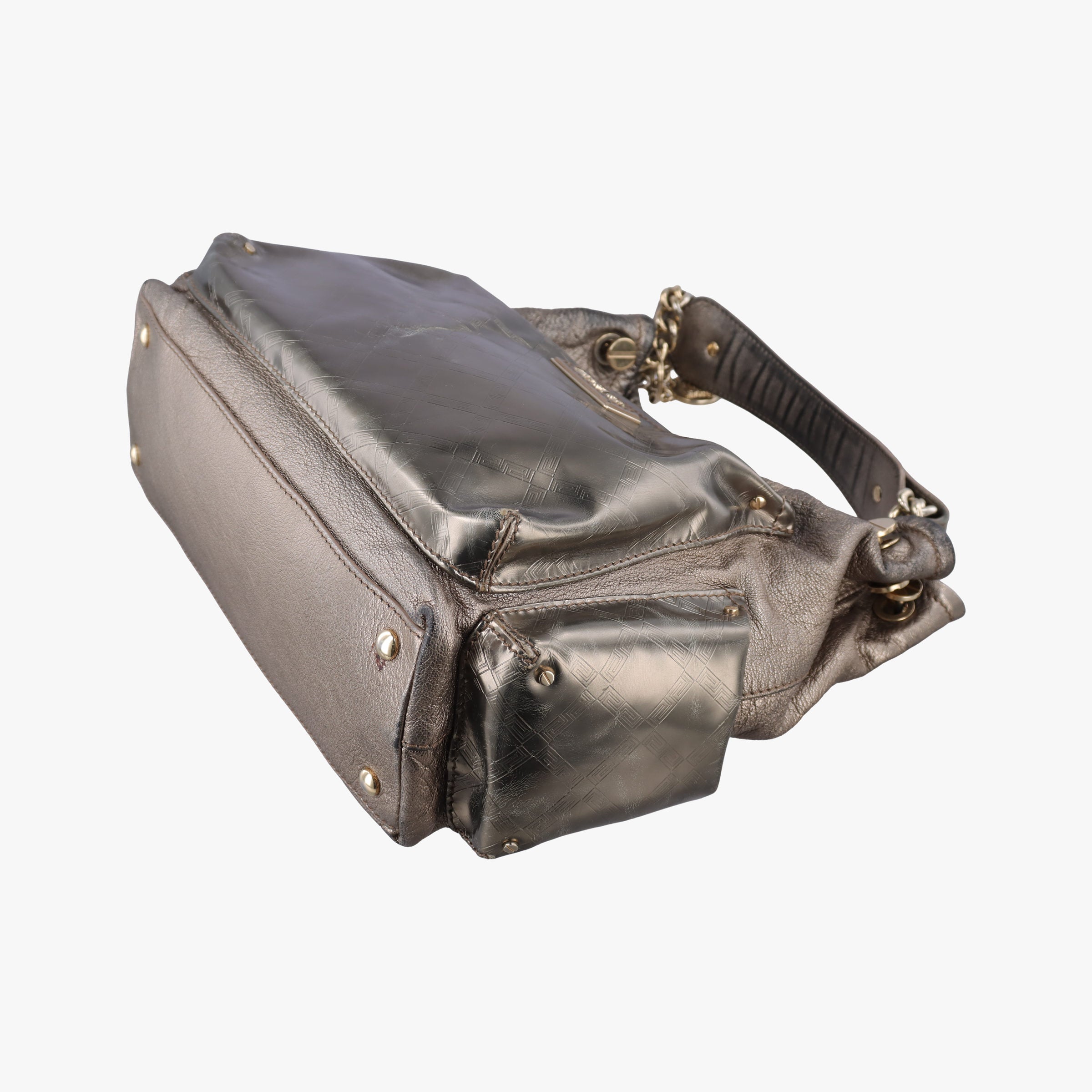 Pre-owned VERSACE Metallic Hobo Gold Patent×Leather  handbag | stylenewstar