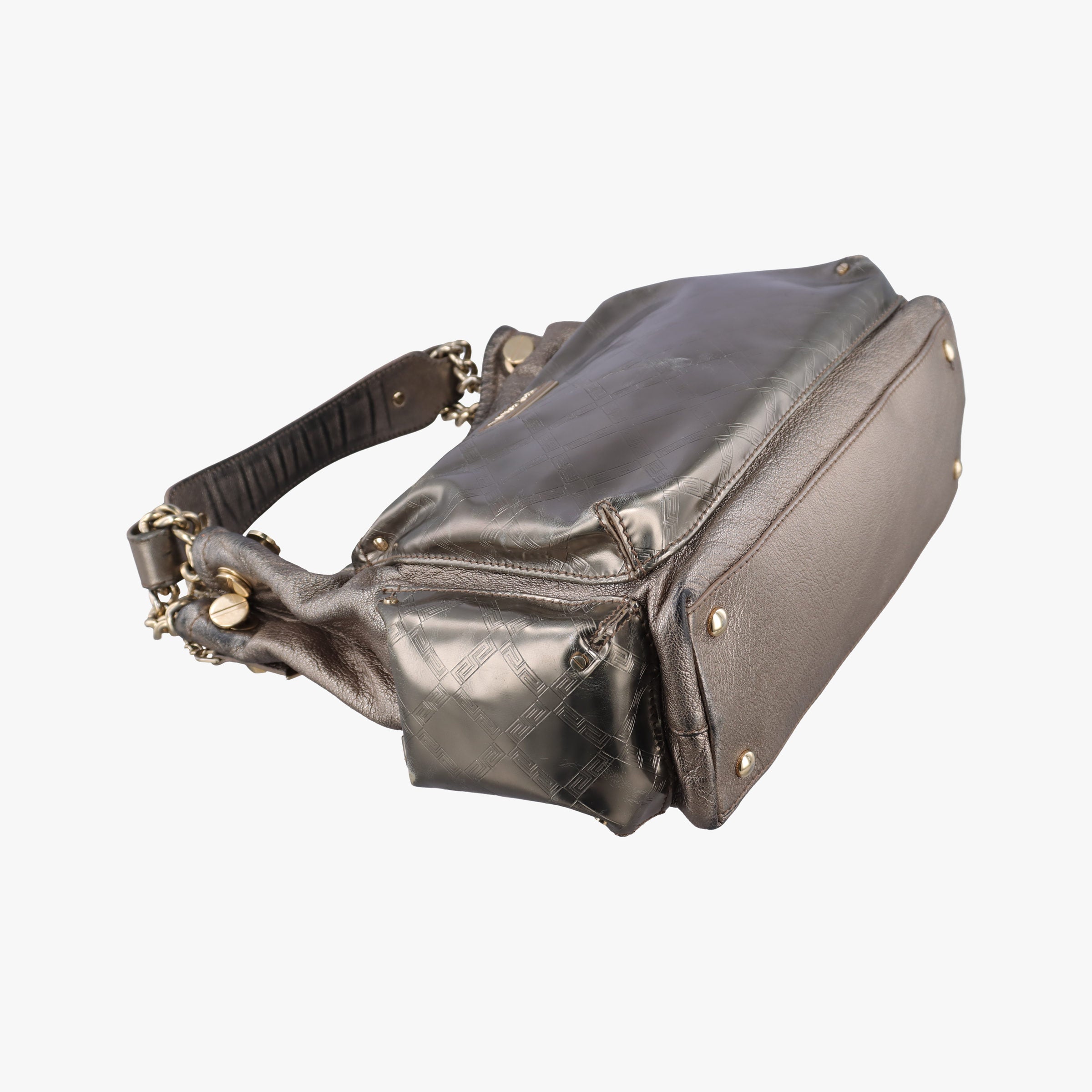 Pre-owned VERSACE Metallic Hobo Gold Patent×Leather  handbag | stylenewstar