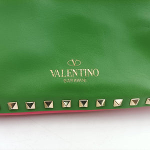 Pre-owned Valentino Rockstud Red×Green×Pink Leather  shoulderbag | stylenewstar