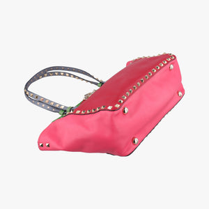 Pre-owned Valentino Rockstud Red×Green×Pink Leather  shoulderbag | stylenewstar