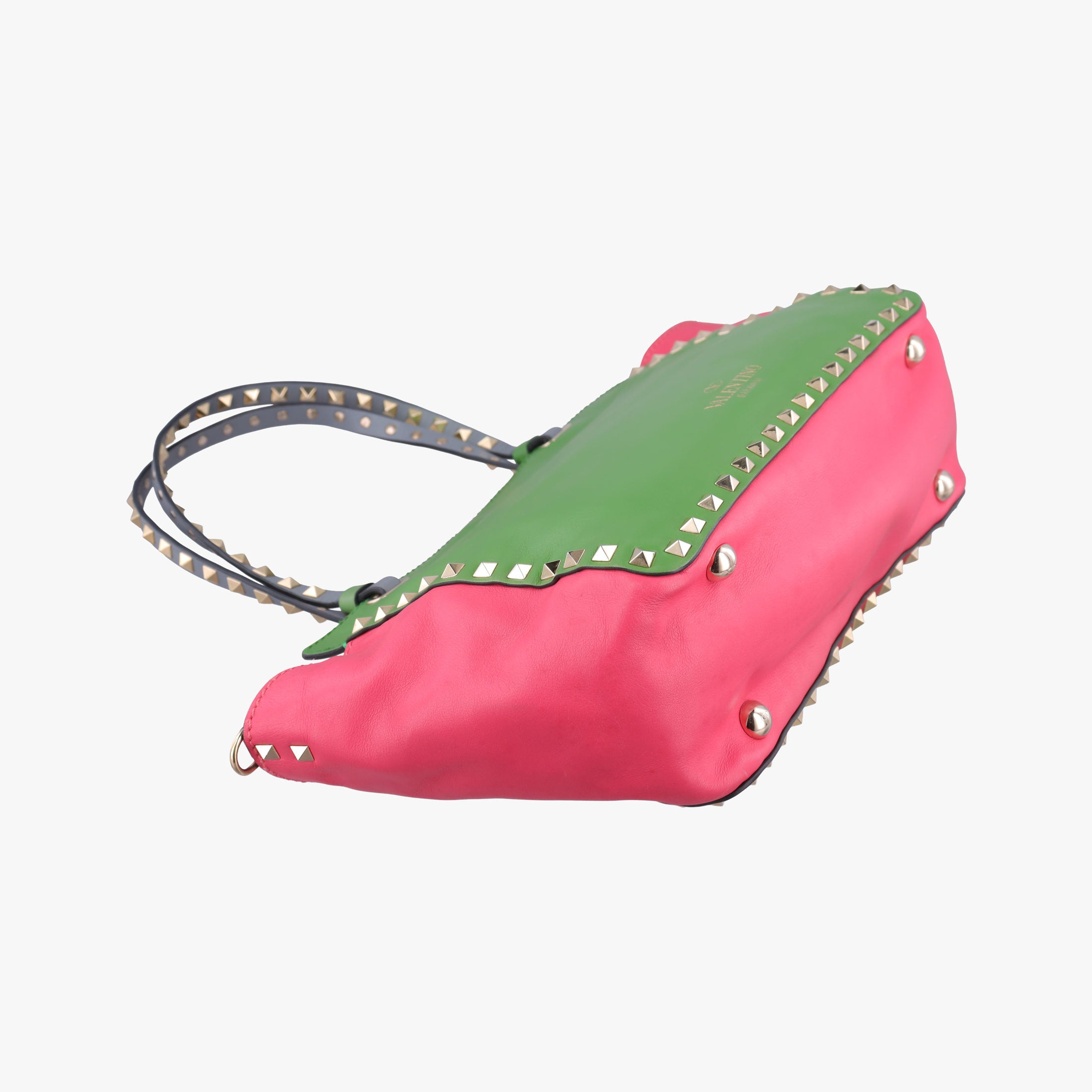 Pre-owned Valentino Rockstud Red×Green×Pink Leather  shoulderbag | stylenewstar