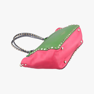 Pre-owned Valentino Rockstud Red×Green×Pink Leather  shoulderbag | stylenewstar