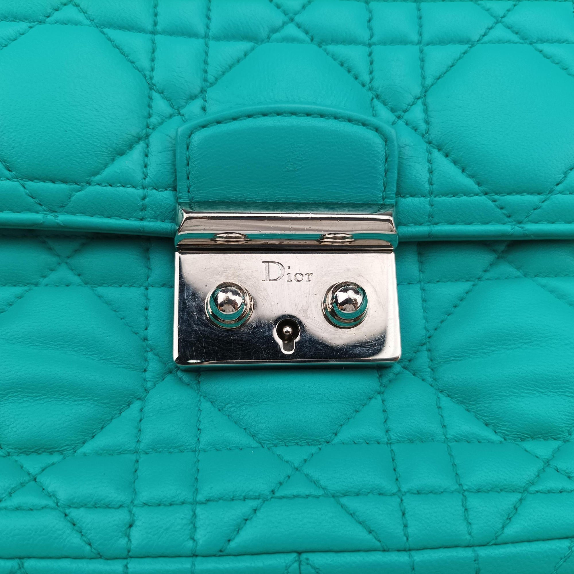 Pre-owned Christian Dior Miss Dior Canage New Lock Blue lambskin  shoulderbag | stylenewstar