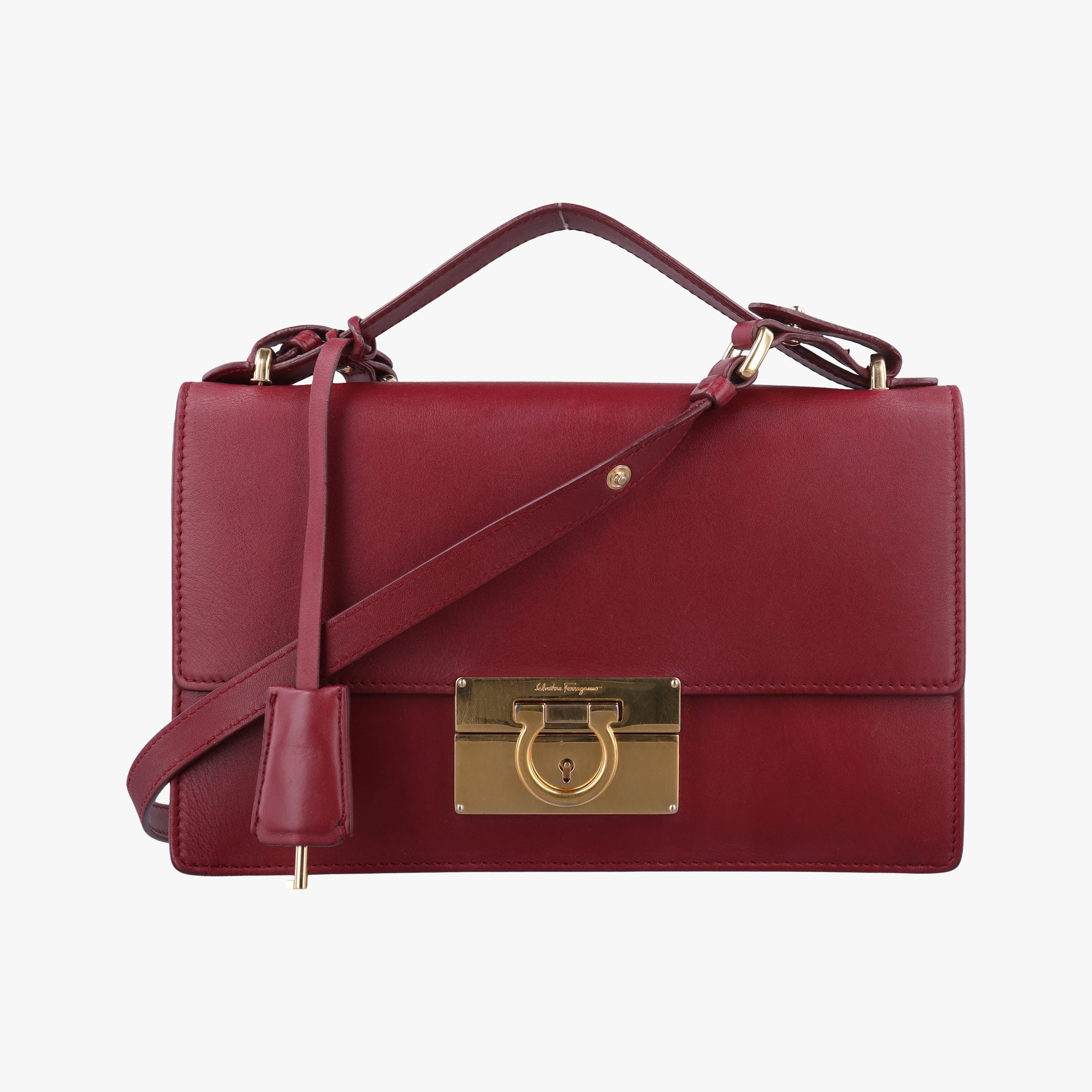 Secondhand Ferragamo Gancino Burgundy Leather  shoulderbag | stylenewstar