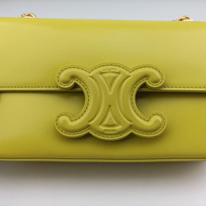 Pre-owned Celine Triomphe Chain Yellow Leather  shoulderbag | stylenewstar