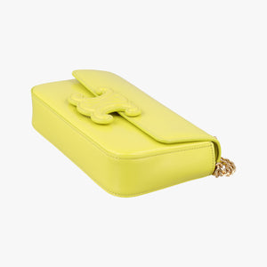 Pre-owned Celine Triomphe Chain Yellow Leather  shoulderbag | stylenewstar