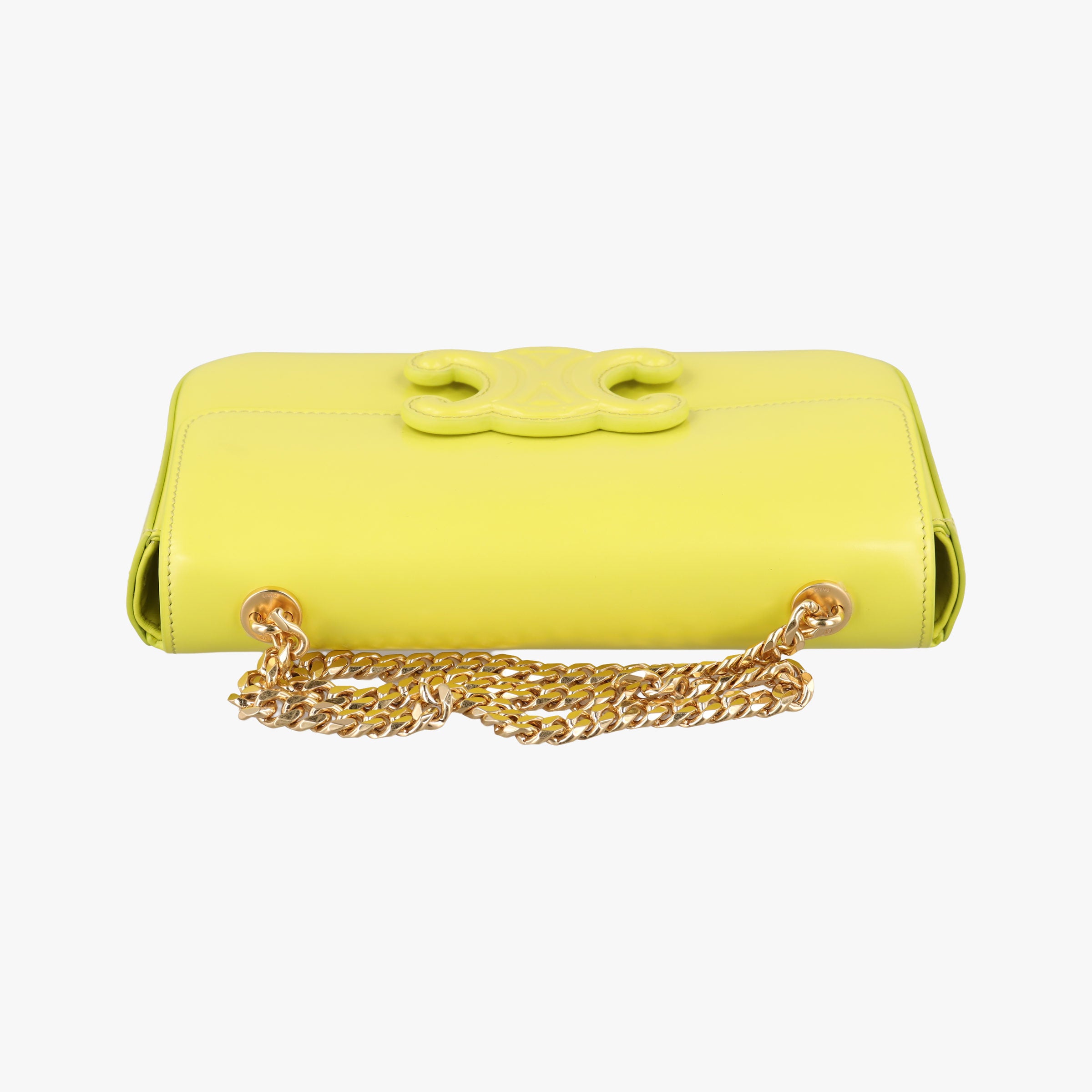 Pre-owned Celine Triomphe Chain Yellow Leather  shoulderbag | stylenewstar