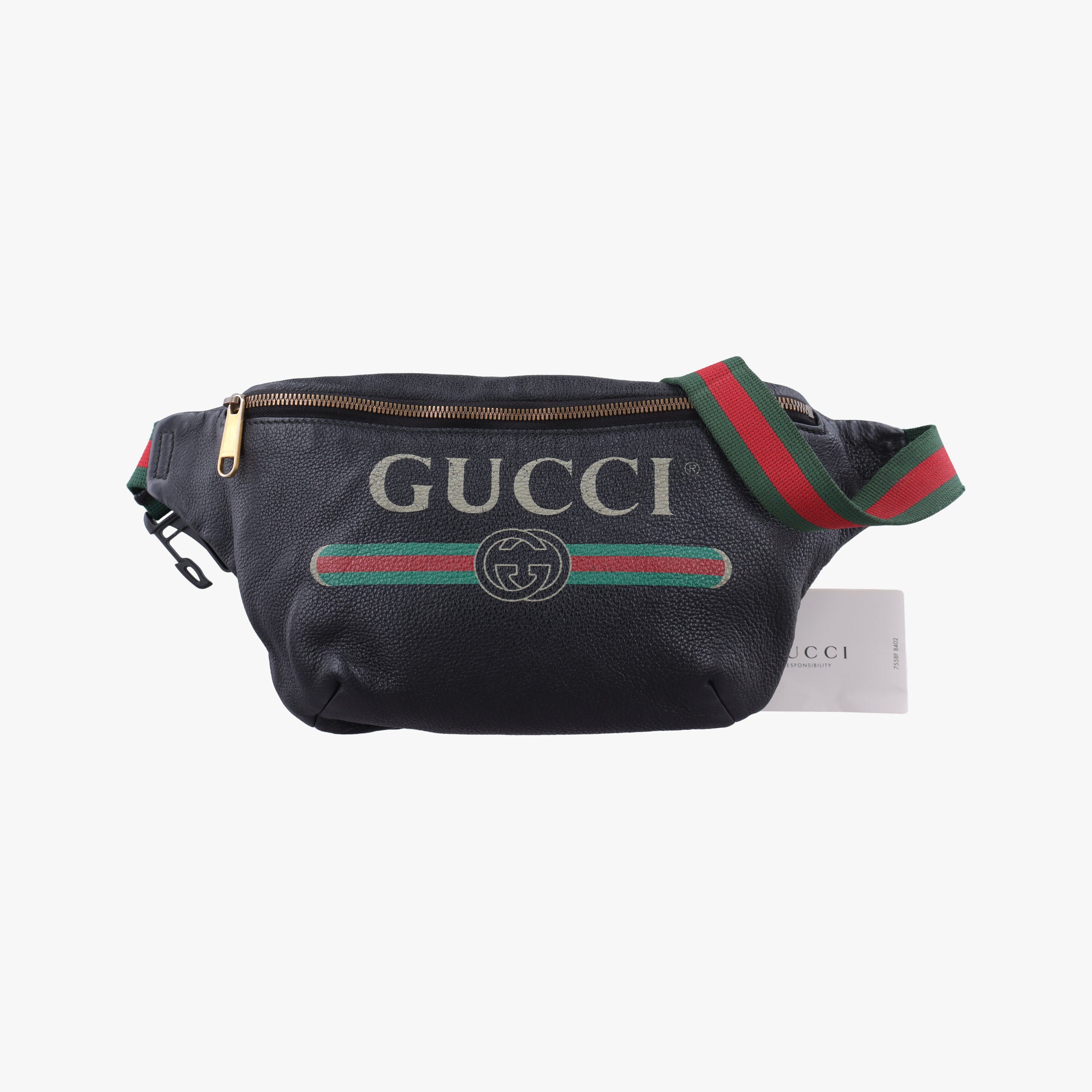Pre-owned Gucci Print Black Leather 530412 bum bag/waist bag | stylenewstar