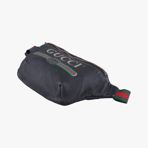 Pre-owned Gucci Print Black Leather 530412 bum bag/waist bag | stylenewstar