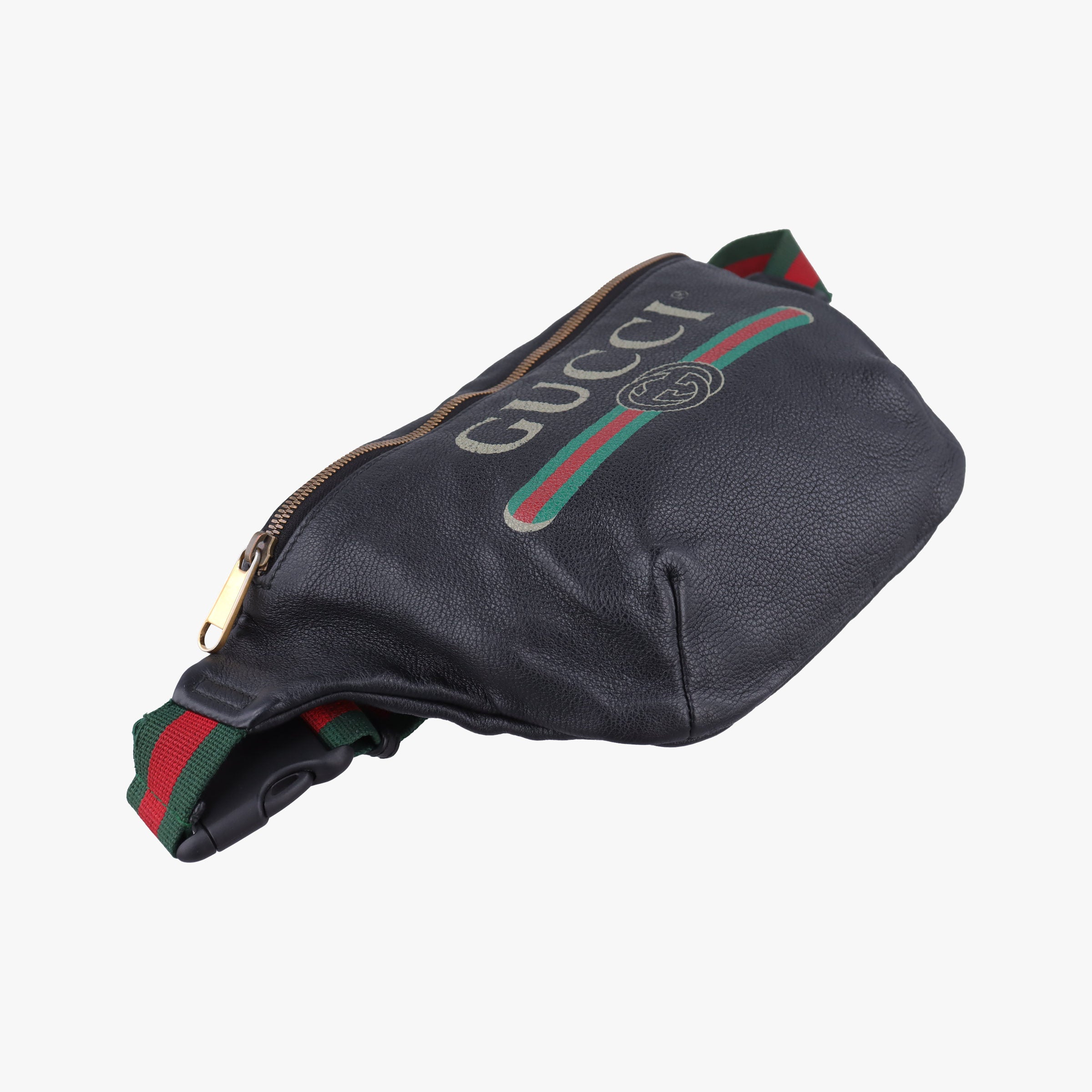 Pre-owned Gucci Print Black Leather 530412 bum bag/waist bag | stylenewstar