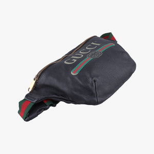 Pre-owned Gucci Print Black Leather 530412 bum bag/waist bag | stylenewstar