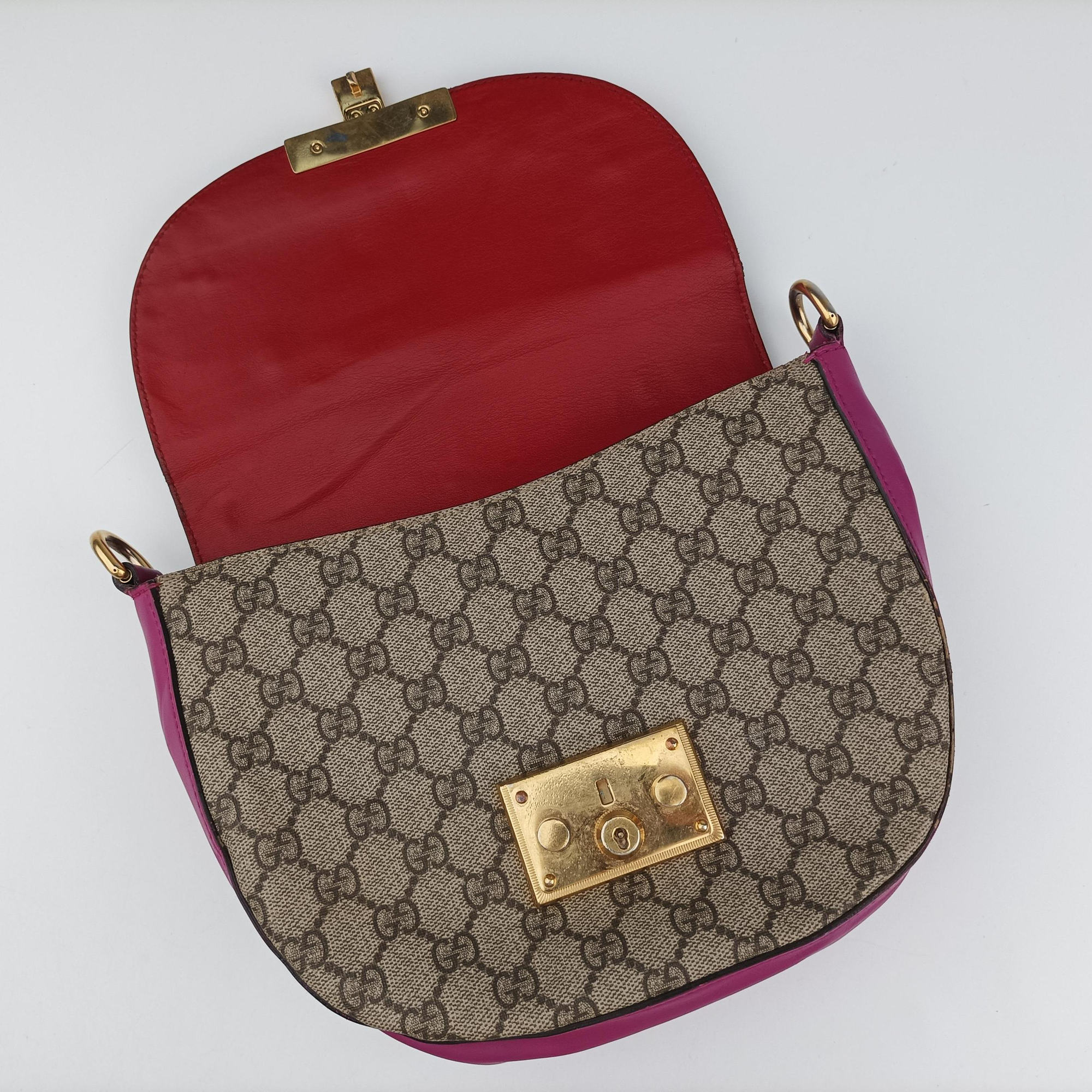 Pre-owned Gucci Padlock Guccissima Beige×Red×Multicolour PVC coated canvas×Leather 453189 shoulderbag | stylenewstar