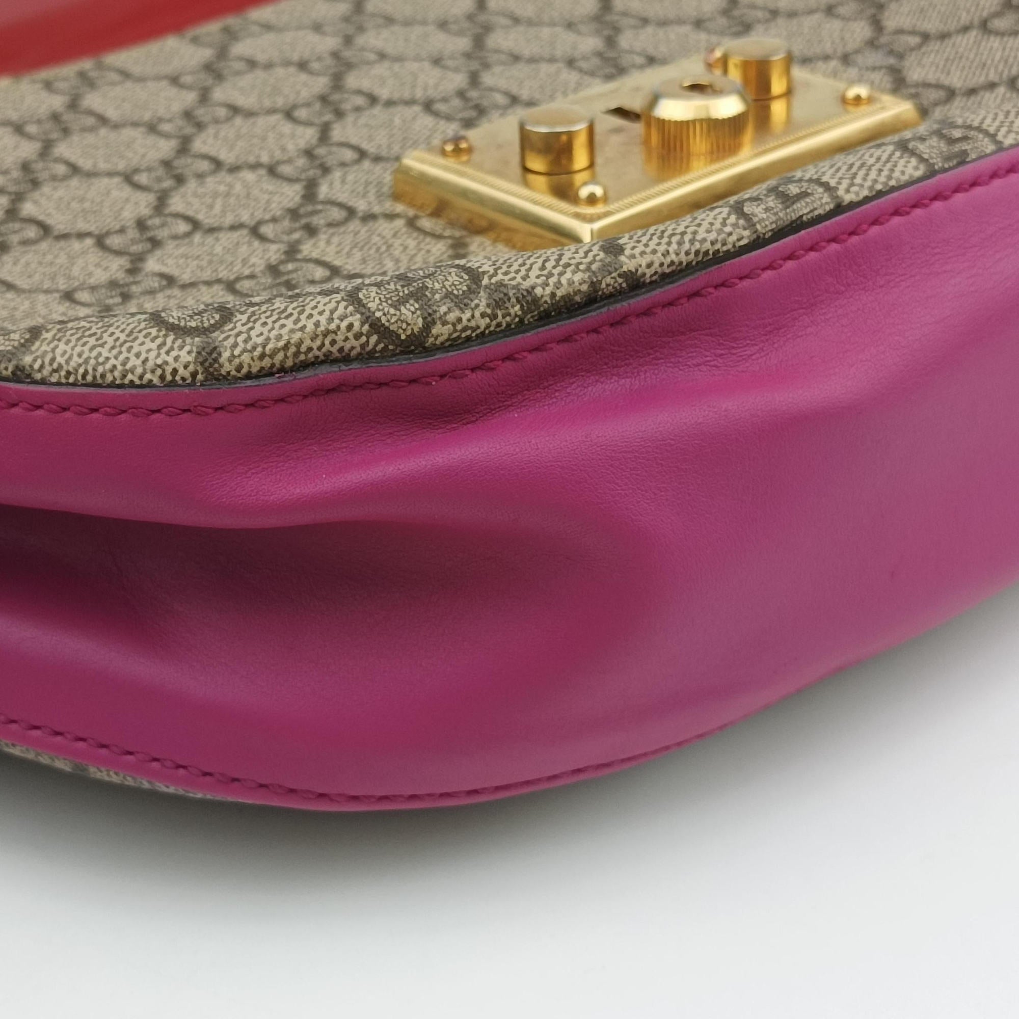 Pre-owned Gucci Padlock Guccissima Beige×Red×Multicolour PVC coated canvas×Leather 453189 shoulderbag | stylenewstar