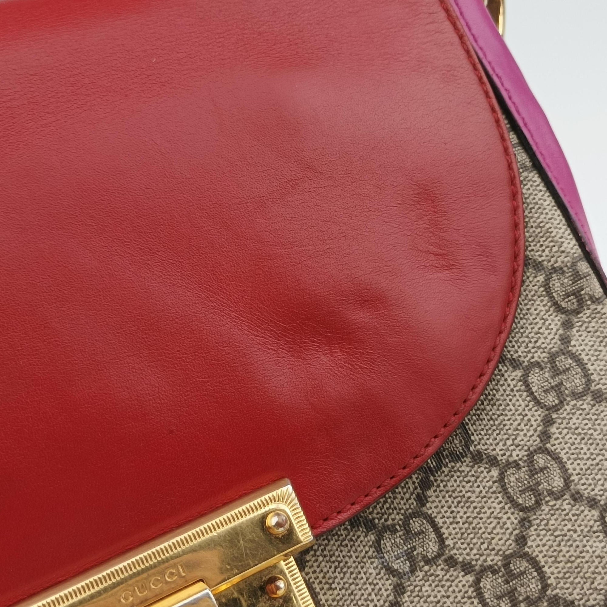 Pre-owned Gucci Padlock Guccissima Beige×Red×Multicolour PVC coated canvas×Leather 453189 shoulderbag | stylenewstar