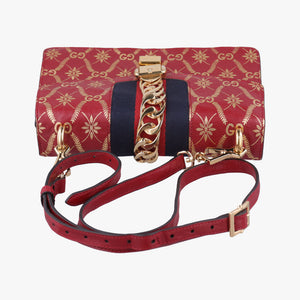 Pre-owned Gucci Sylvie red×Multicolour Leather 524405 shoulderbag | stylenewstar