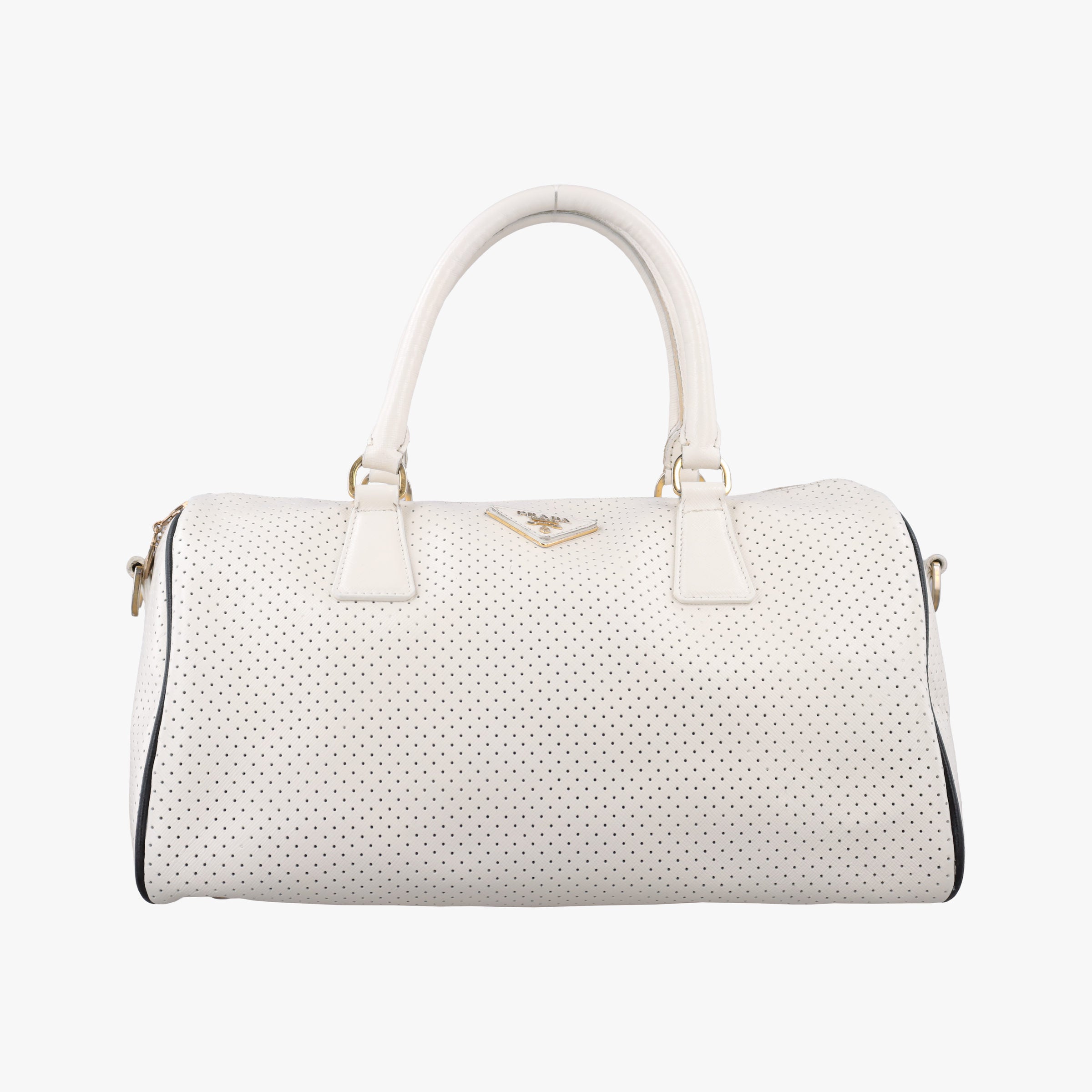 Secondhand Prada Perforated White leather  handbag | stylenewstar