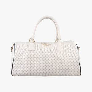 Secondhand Prada Perforated White leather  handbag | stylenewstar