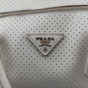 Secondhand Prada Perforated White leather  handbag | stylenewstar