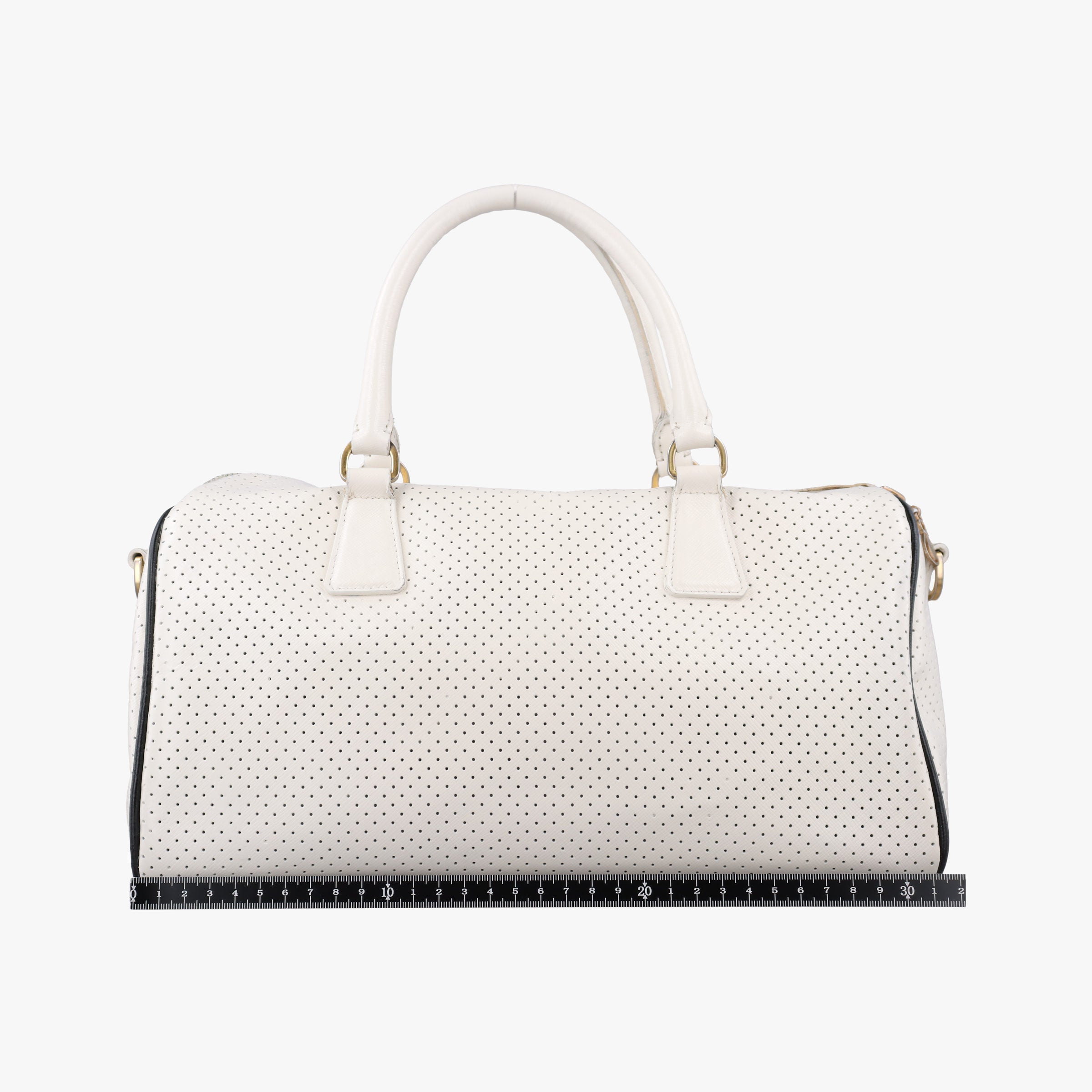 Secondhand Prada Perforated White leather  handbag | stylenewstar