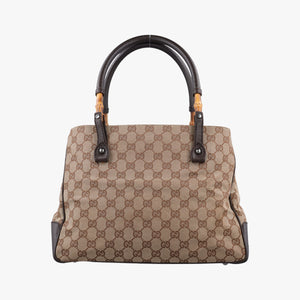Pre-owned Gucci GG canvas bamboo Beige × brown Canvas×Leather 112526 handbag | stylenewstar