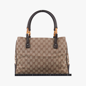 Pre-owned Gucci GG canvas bamboo Beige × brown Canvas×Leather 112526 handbag | stylenewstar