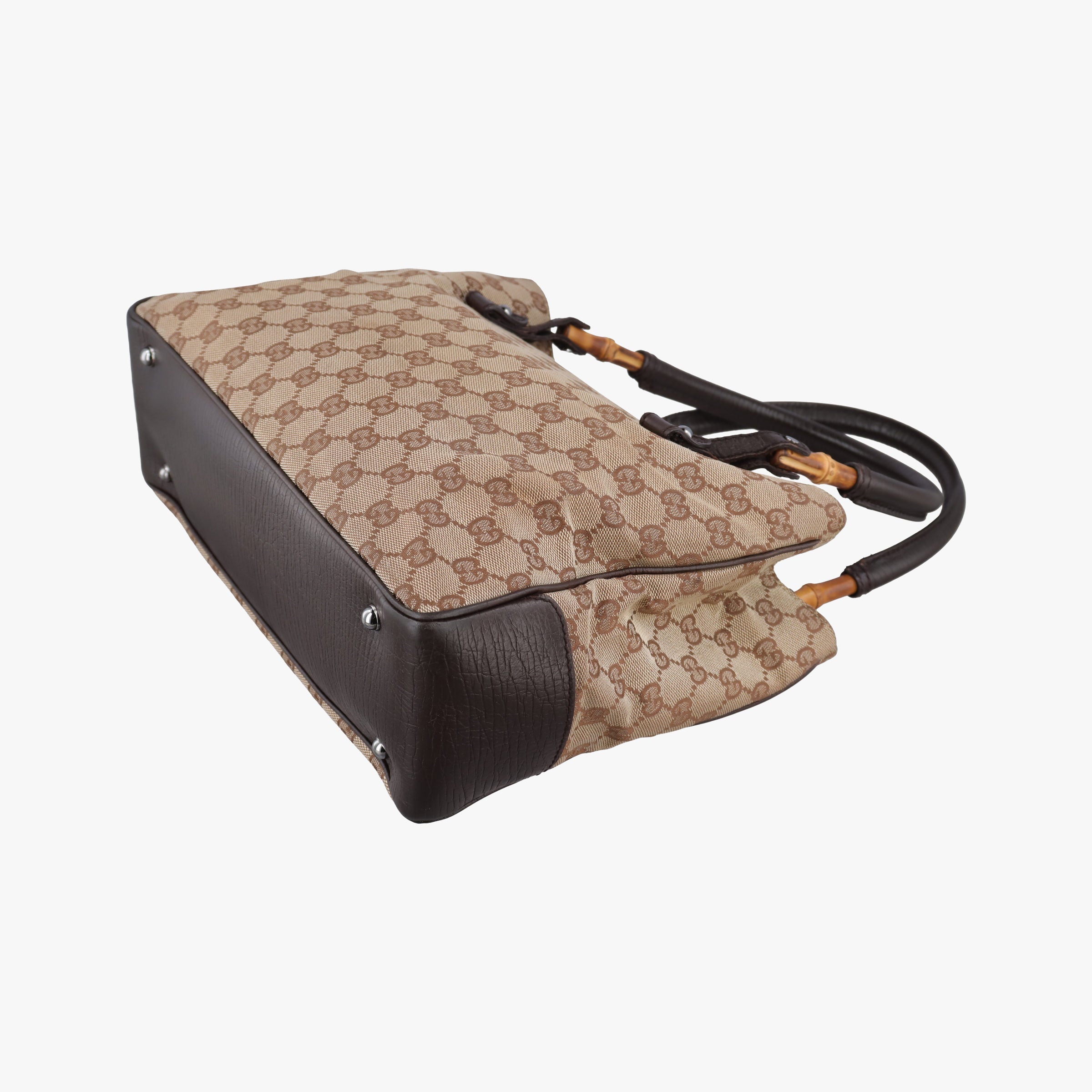 Pre-owned Gucci GG canvas bamboo Beige × brown Canvas×Leather 112526 handbag | stylenewstar