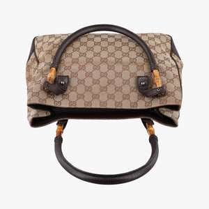 Pre-owned Gucci GG canvas bamboo Beige × brown Canvas×Leather 112526 handbag | stylenewstar