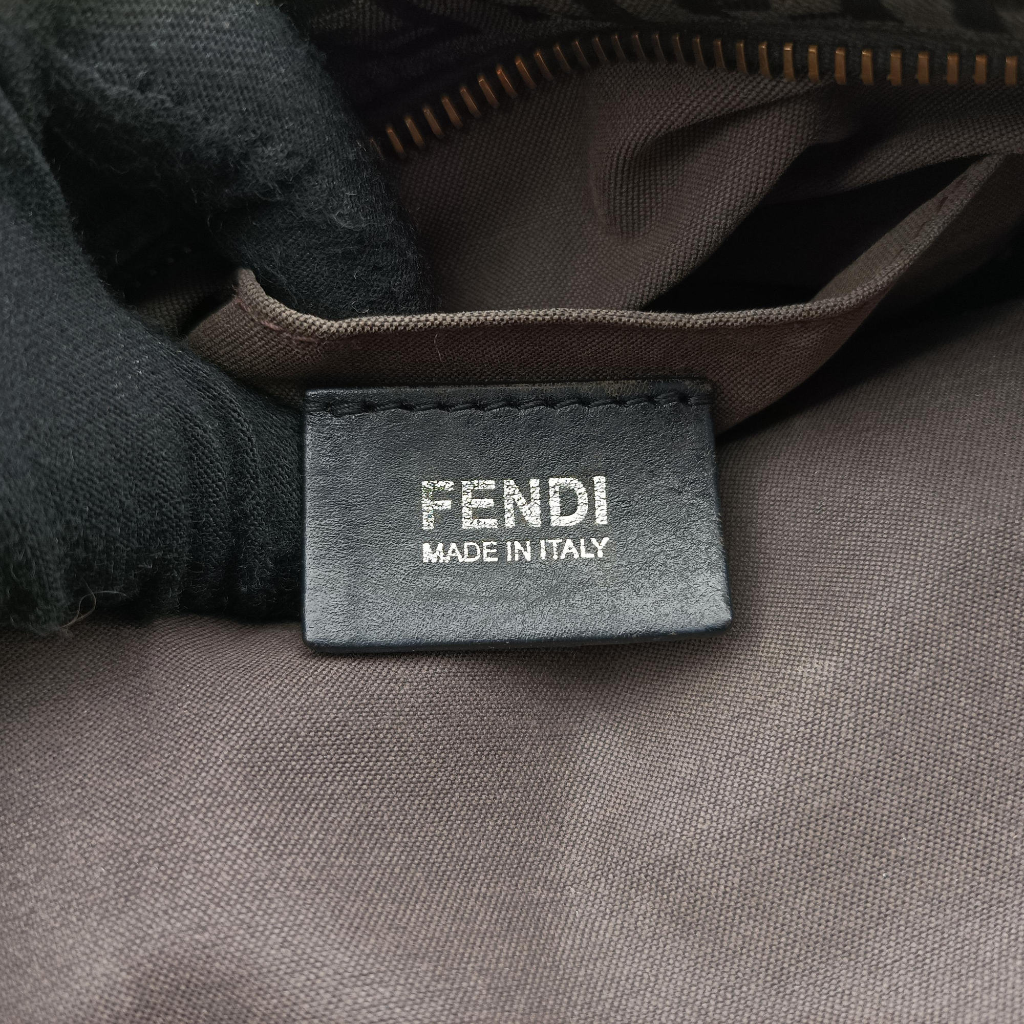 Pre-owned Fendi Zucchino Forever Bauletto Black canvas x Leather 8BL068 handbag | stylenewstar