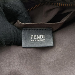 Pre-owned Fendi Zucchino Forever Bauletto Black canvas x Leather 8BL068 handbag | stylenewstar
