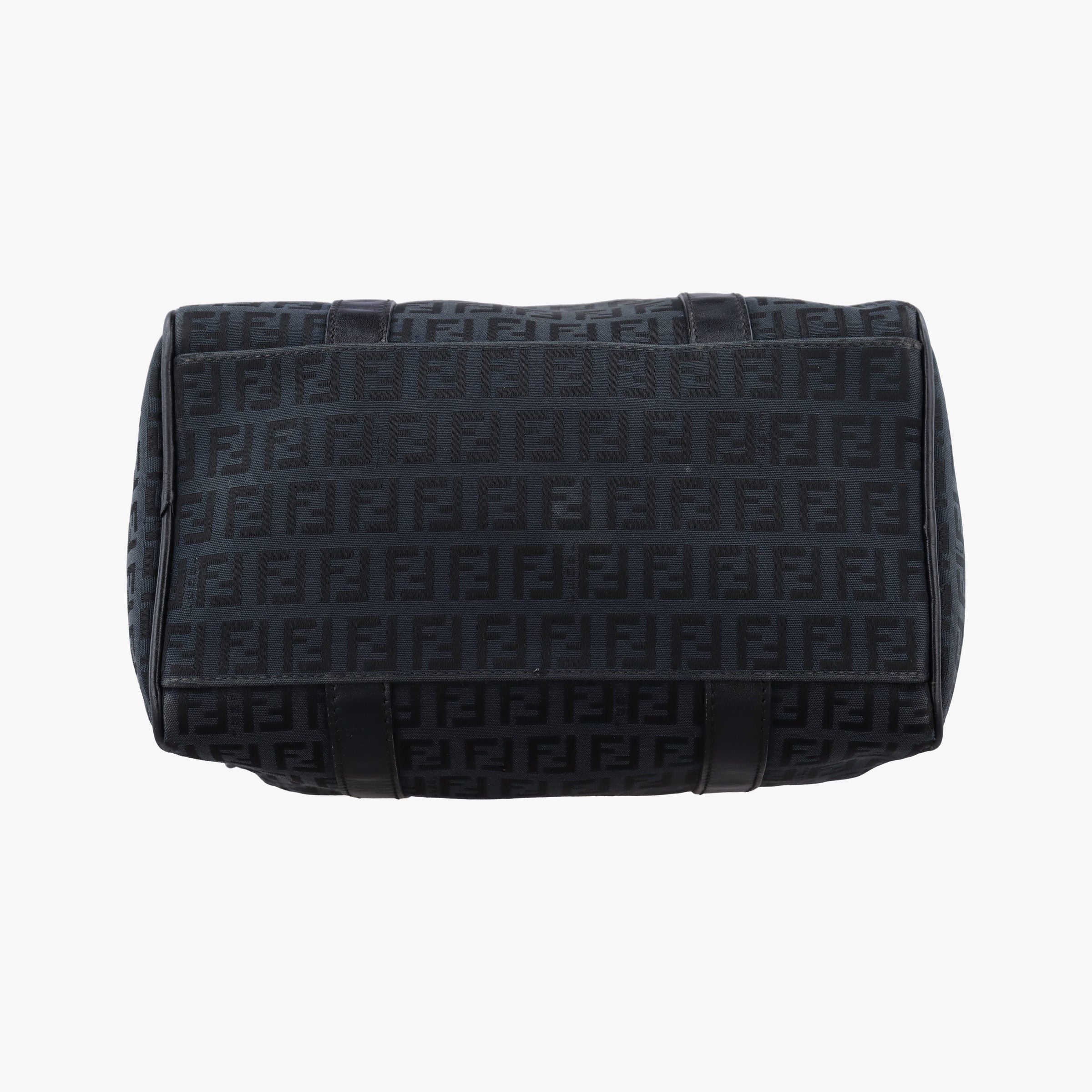 Pre-owned Fendi Zucchino Forever Bauletto Black canvas x Leather 8BL068 handbag | stylenewstar