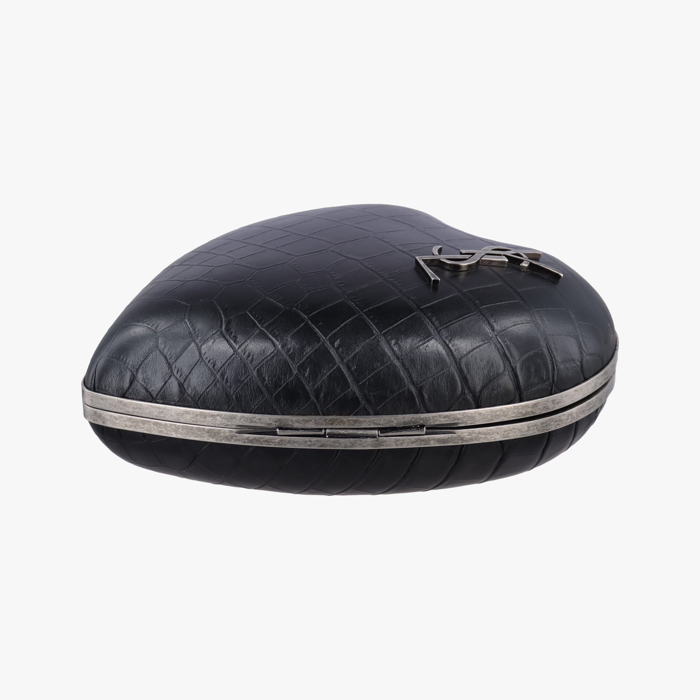 Pre-owned Yves Saint Laurent Love Box Heart Black Leather 466212 shoulderbag | stylenewstar