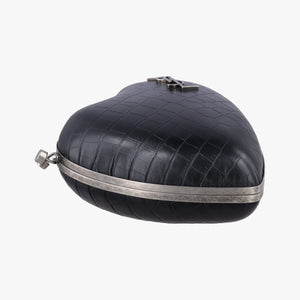Pre-owned Yves Saint Laurent Love Box Heart Black Leather 466212 shoulderbag | stylenewstar