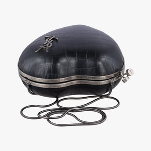 Pre-owned Yves Saint Laurent Love Box Heart Black Leather 466212 shoulderbag | stylenewstar