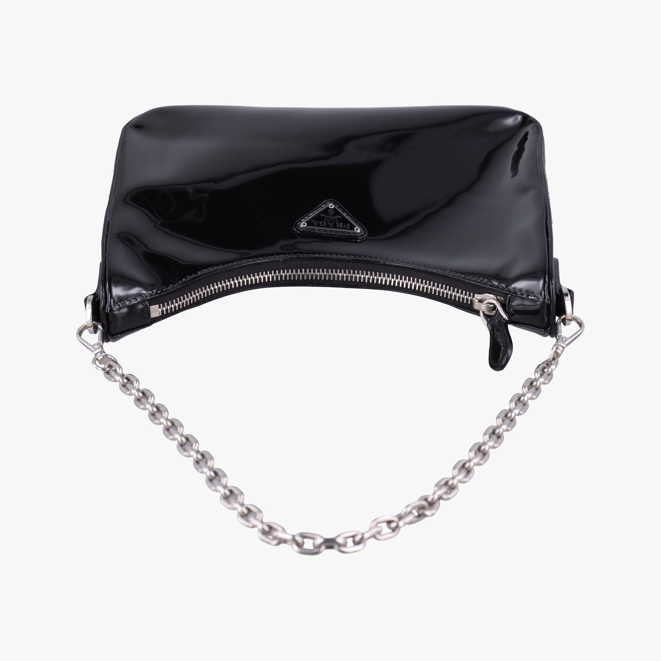 Pre-owned Prada Re-Edition Black Patent leather  shoulderbag | stylenewstar