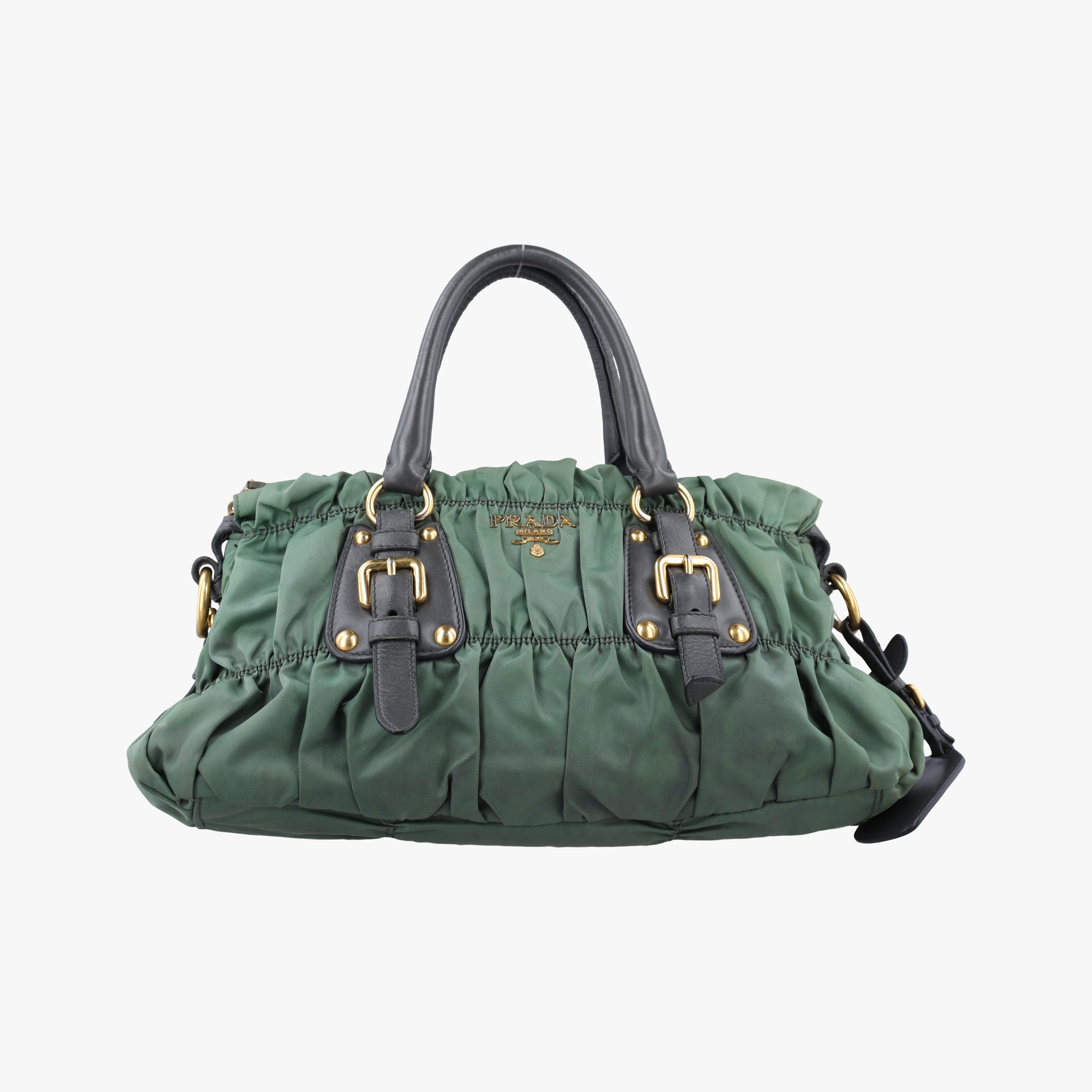 Secondhand Prada Gaufre Green nylon×Leather BN2805 shoulderbag | stylenewstar