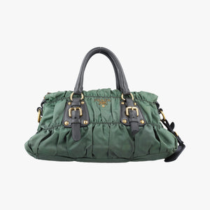 Secondhand Prada Gaufre Green nylon×Leather BN2805 shoulderbag | stylenewstar
