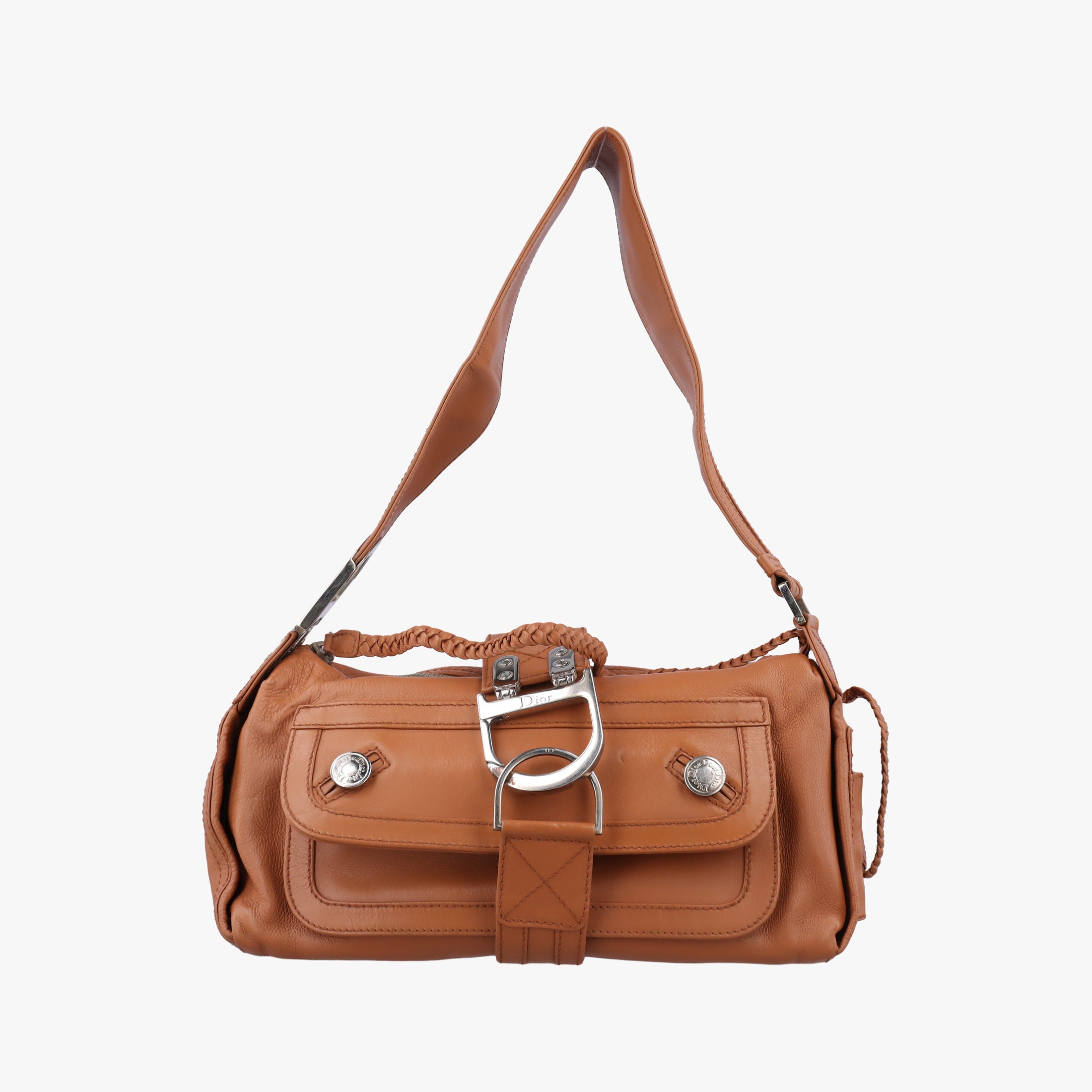 Secondhand Christian Dior D Logo Hobo Brown leather  shoulderbag | stylenewstar