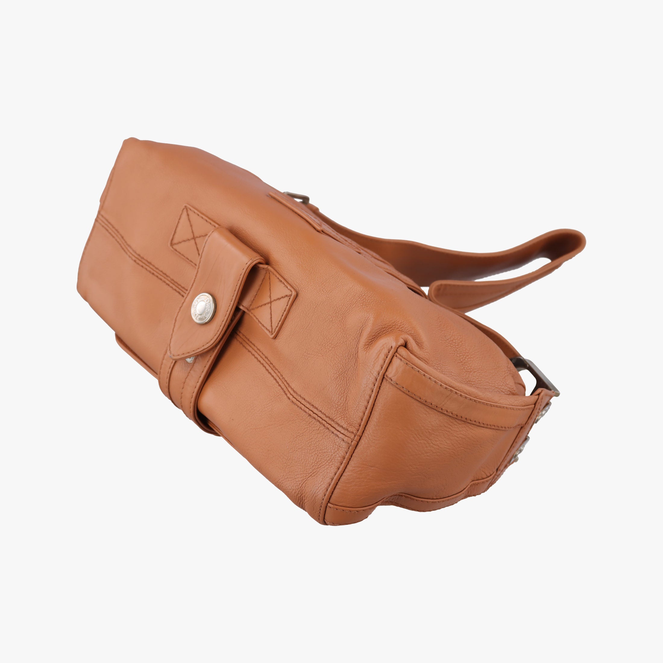 Secondhand Christian Dior D Logo Hobo Brown leather  shoulderbag | stylenewstar