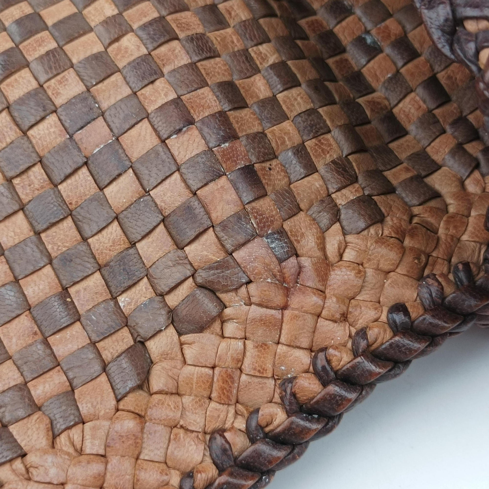 Pre-owned Prada Madras Brown leather  shoulderbag | stylenewstar
