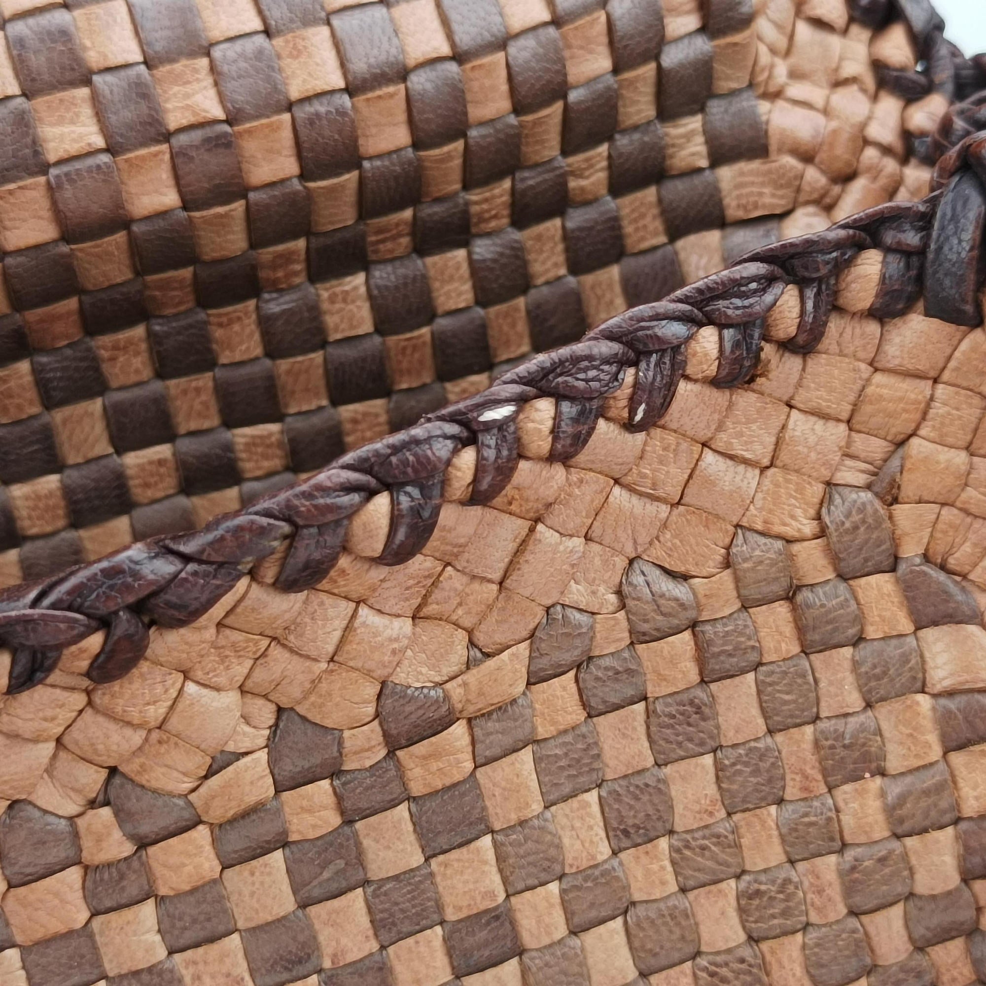 Pre-owned Prada Madras Brown leather  shoulderbag | stylenewstar