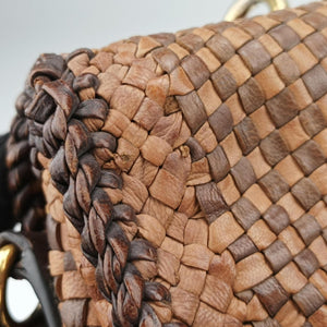 Pre-owned Prada Madras Brown leather  shoulderbag | stylenewstar