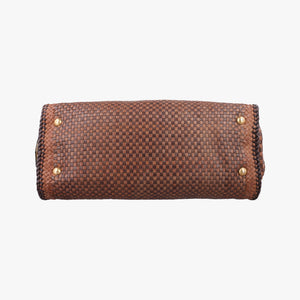 Pre-owned Prada Madras Brown leather  shoulderbag | stylenewstar