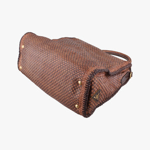 Pre-owned Prada Madras Brown leather  shoulderbag | stylenewstar