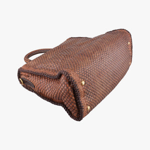 Pre-owned Prada Madras Brown leather  shoulderbag | stylenewstar