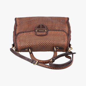 Pre-owned Prada Madras Brown leather  shoulderbag | stylenewstar
